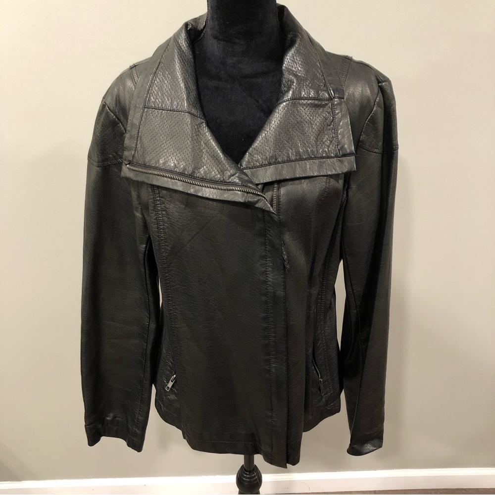 Faux leather bomber jacket